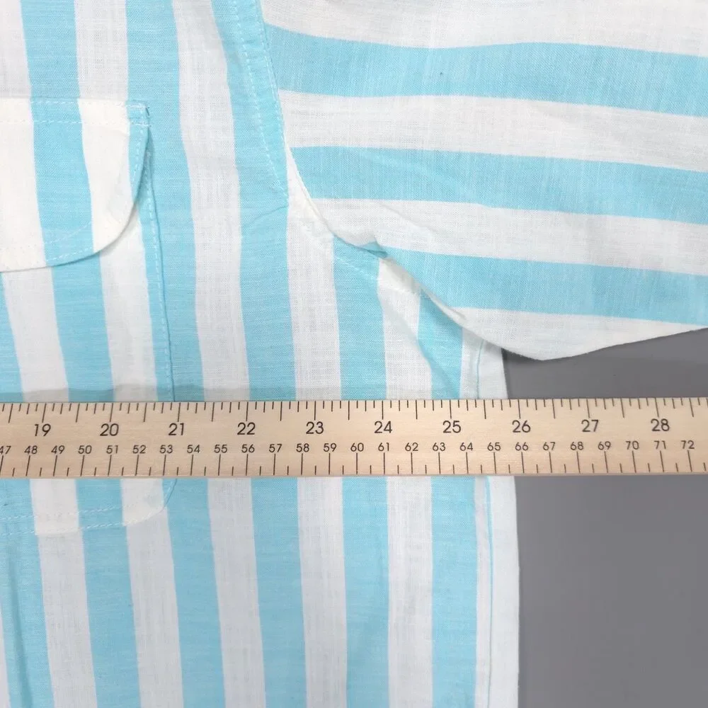 LEVI’S New Blue White Striped Button Shirt Two Horse Patch 100% Cotton Men LARGE